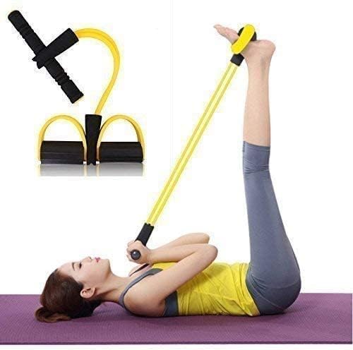 Pull Reducer Training Bands Natural Rubber 4 Tubes Body Trimmer Pedal Exerciser Yoga Crossfit Exercise, Arm Exercise, Tummy Body Building Training Men and Women (Multicolor)