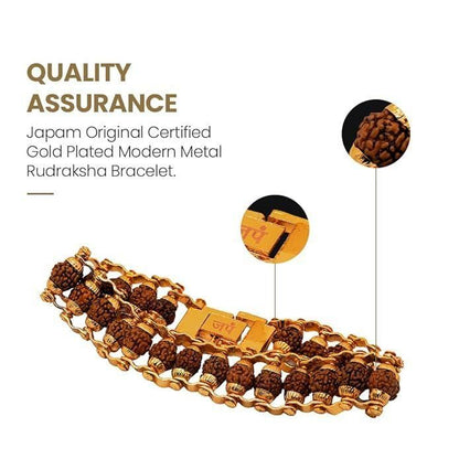 Gold Plated Paanch Mukhi Rudraksha Bracelet