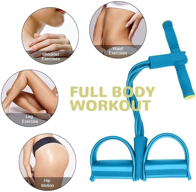 Pull Reducer Training Bands Natural Rubber 4 Tubes Body Trimmer Pedal Exerciser Yoga Crossfit Exercise, Arm Exercise, Tummy Body Building Training Men and Women (Multicolor)