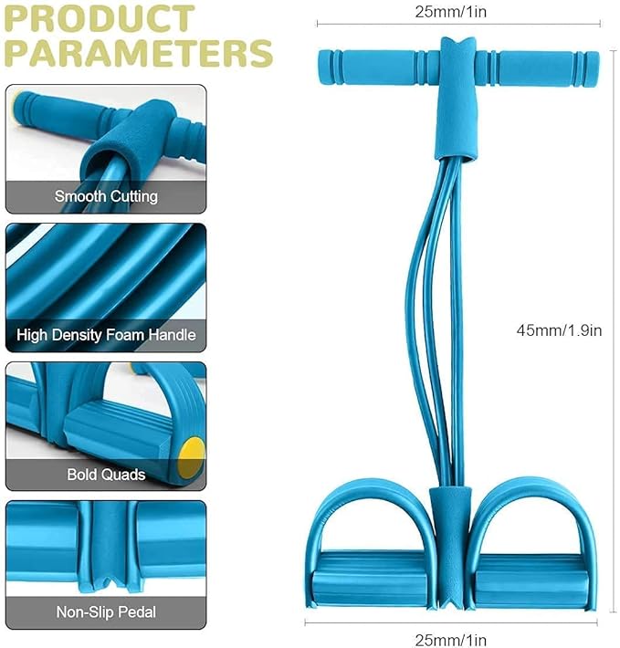Pull Reducer Training Bands Natural Rubber 4 Tubes Body Trimmer Pedal Exerciser Yoga Crossfit Exercise, Arm Exercise, Tummy Body Building Training Men and Women (Multicolor)