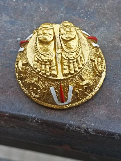 GOLD PLATED LORD VENKATESWARA BALAJI CHARAN PADUKA