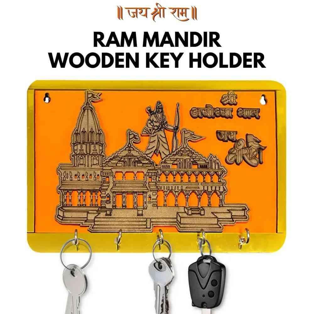 Ram Mandir Wooden Key Holder