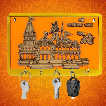 Ram Mandir Wooden Key Holder