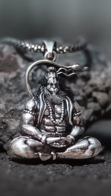 Meditation Hanuman Ji-AsthDhatu Locket With Chain