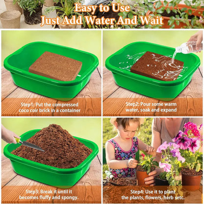 Organic Coco Coir Brick - Potting Soil Mix for Plants