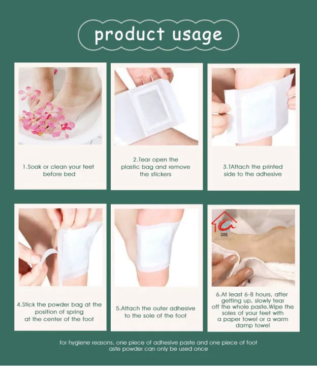 100% Merbal & Gentle Ingredient Detox Foot Pads (1 BOX = 10 PATCHES-BUY 1 GET 1 FREE)
