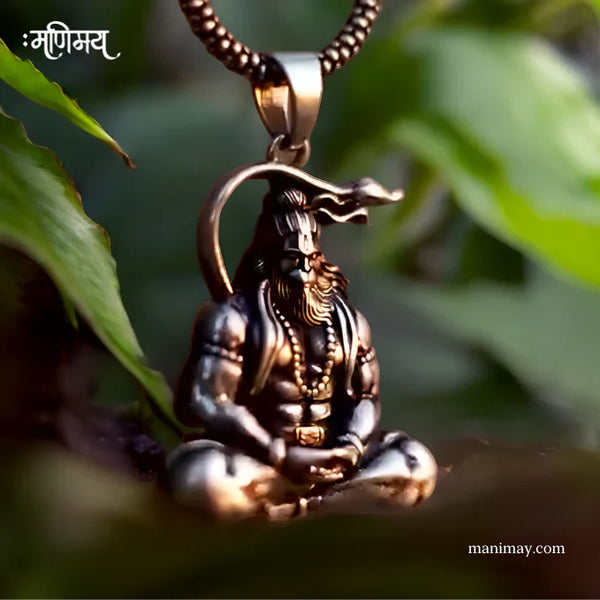 Meditation Hanuman Ji-AsthDhatu Locket With Chain