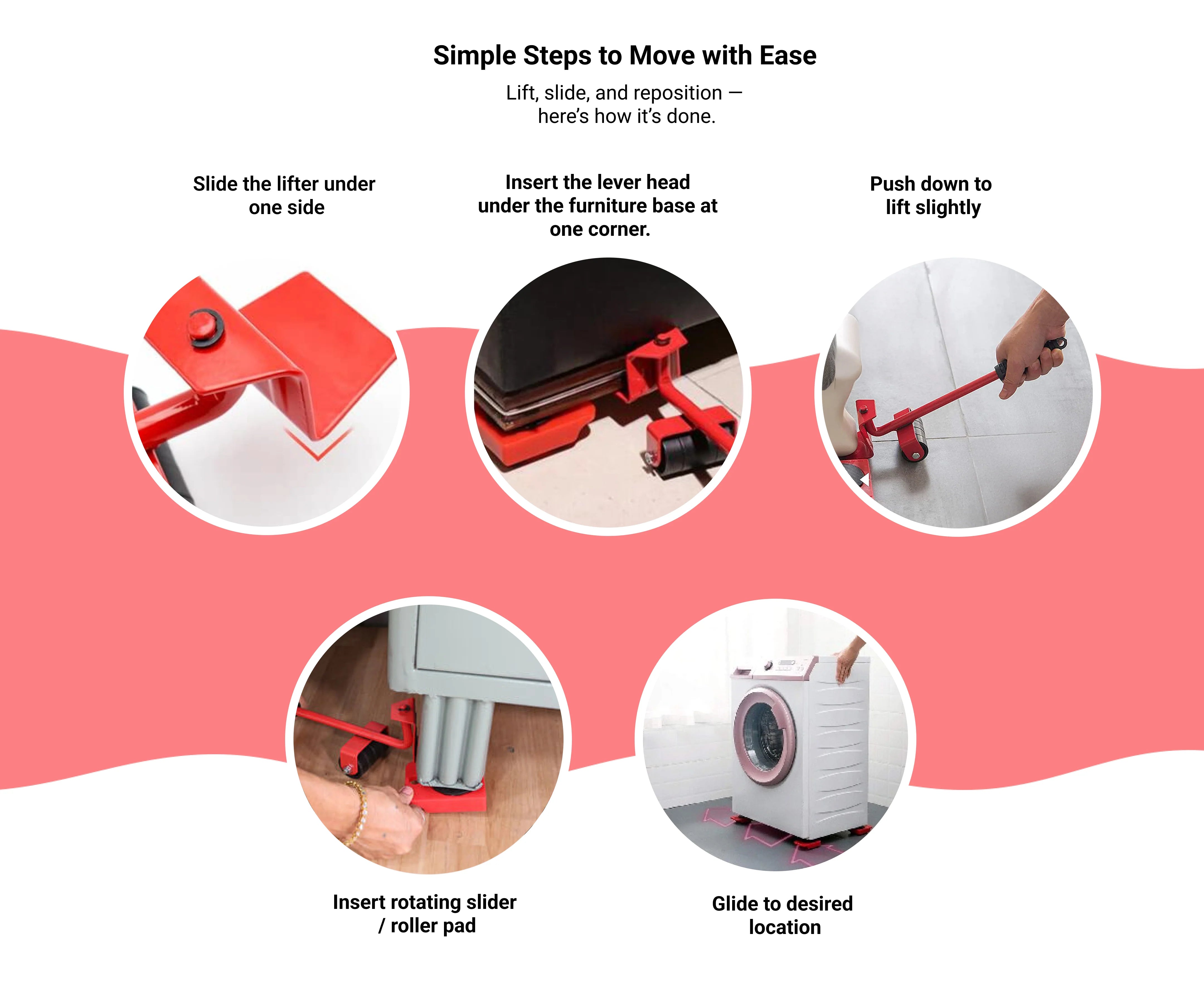 Furniture Lifter -Furniture Lifter Mover Tool Set Heavy Duty Furniture Shifting Lifting Moving Tool with Wheel Pads